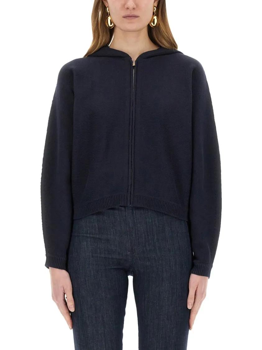 Thumbnail - Theory - Knit Sweatshirt With Zipper - Größe L - blau