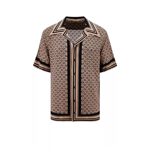 Dolce&Gabbana Silk Shirt With Logo Dg Print Brown 