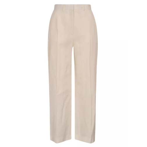 Casablanca White Wide Leg Tailored Trousers In Silk Blend Neutrals Marlene byxor
