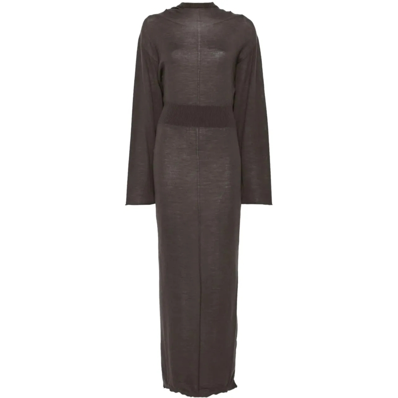 Rick Owens Midikleid Hooded Dress Darkdust grau