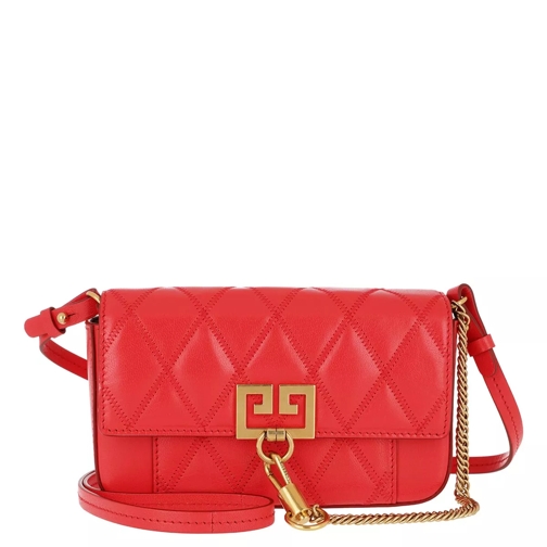 Givenchy Mini Pocket Bag Diamond Quilted Leather Red Crossbody Bag