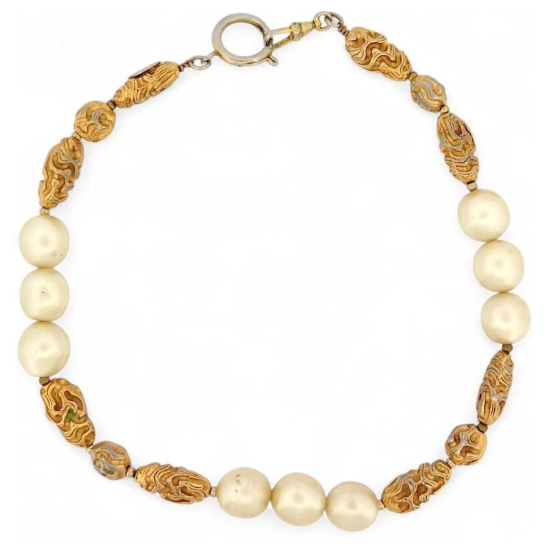 Chanel Mittellange Halskette VINTAGE CHANEL BAROCK PERLENHALSKETTE 41 CM UM 197 gold
