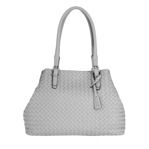 Abro Piuma Braided Leather Shopping Bag Light Grey Shopper