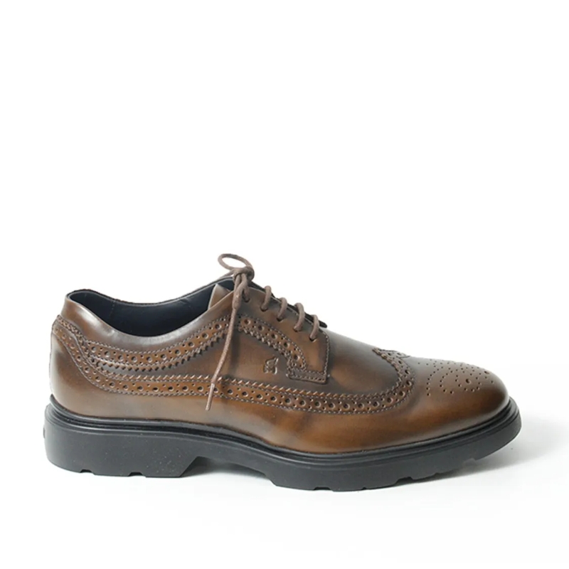 Hogan Schnürschuhe Brown Leather Derby Shoes Grey