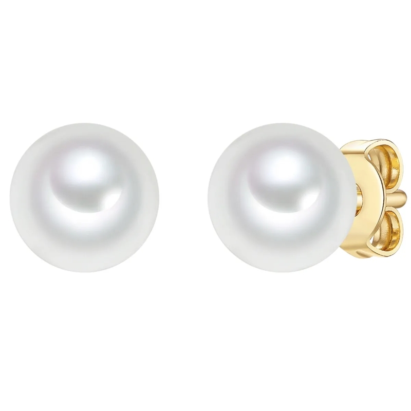 Trilani Ohrstecker Sterling Silber Perlen-Ohrstecker Süßwasser-Zuchtp gold
