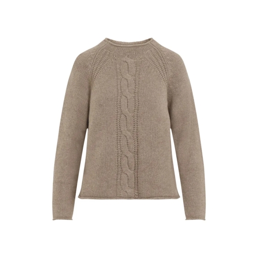 Max Mara Pico Cable Crewneck Brown Maglione