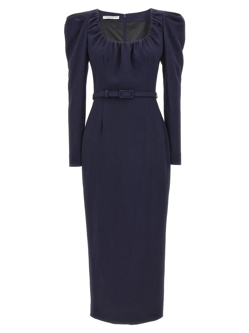 Thumbnail - Alessandra Rich - Belt Crepe Dress - Größe 44 - blau