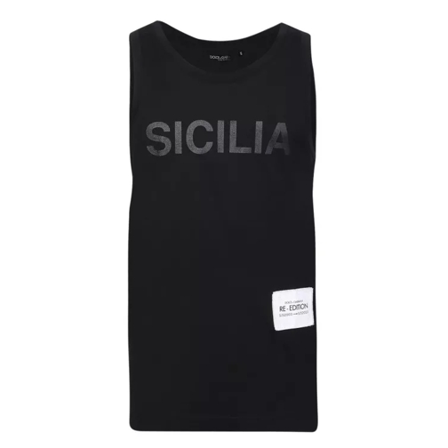 Dolce&Gabbana Black Printed Tank Top Re-Edition Collection Black Hauts sans manches
