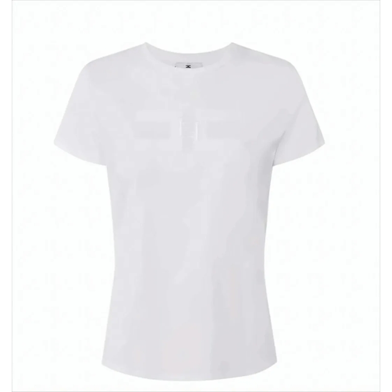Elisabetta Franchi T-shirt Cotton Jersey T-Shirt With Double Logo Embroidery White