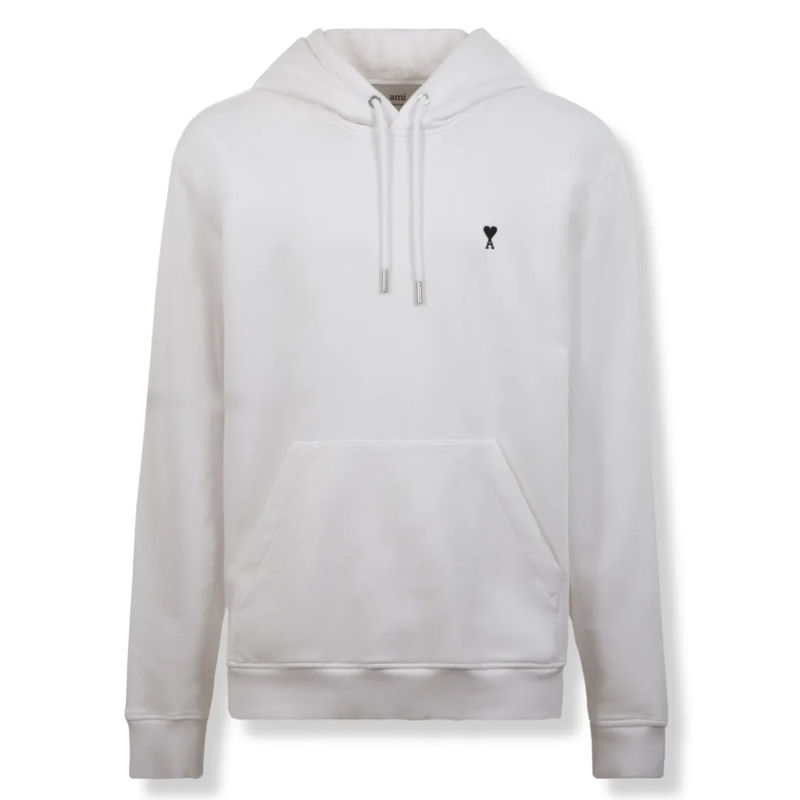 AMI Paris  Classic Hooded Sweatshirt With Logo Embroidery White