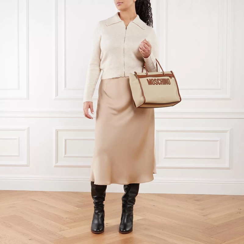 Moschino Crossbody Bag Moschino Tote Shoulder Bag Fantasy Print Beige(Image 3)