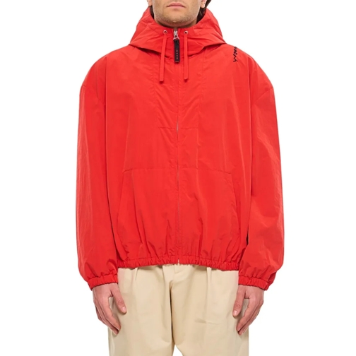 Marni Übergangsjacke Zipped Hooded Jacket Red