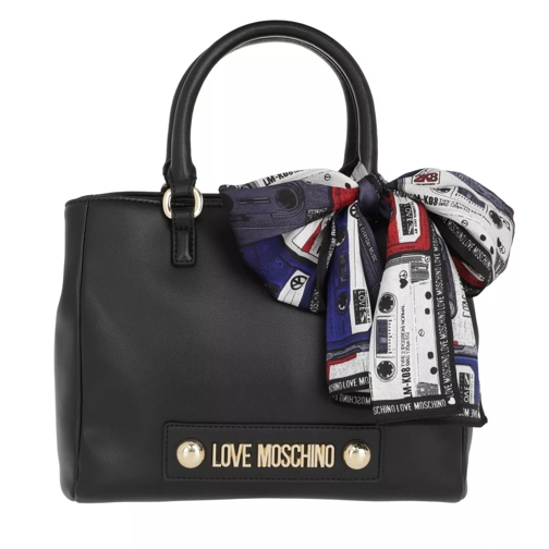 Love Moschino Logo Studded Shoulder Bag Nero Rymlig shoppingväska