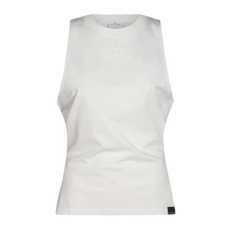 Courrèges Blouse Fitted High Neck Tank Top White