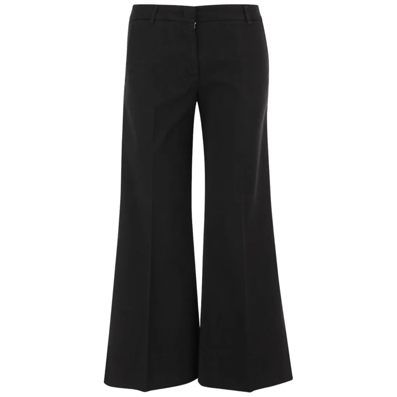 QL2 Quelledue  Flared Leg Stretch Cotton Pants Black