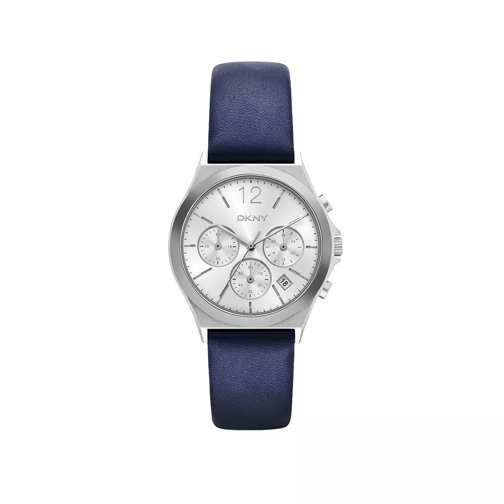 DKNY Parsons Leather and Stainless-Steel Chrono Watch Navy Kronograf