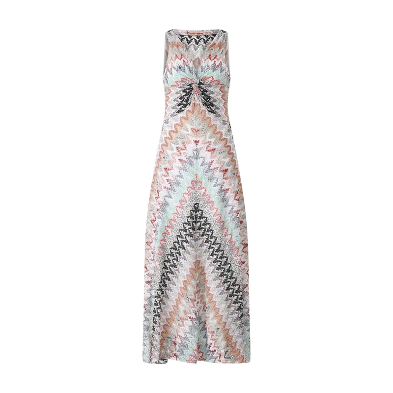 Missoni Maxi-jurk Zigzag Pattern Maxi Dress With Fitted Bodice Neutrals(Image 2)