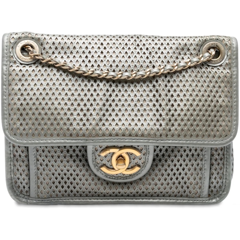 Chanel Sac à bandoulière Small Perforated Calfskin Up In The Air Flap silber