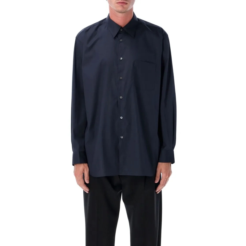 Comme des Garcons Hemd Dark Blue Cotton Shirt Blue