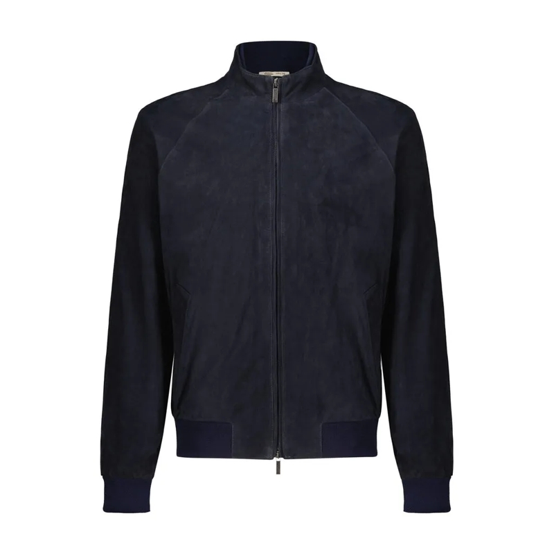 Maurizio Baldassari Veste de transition Leder Blouson Dunkelblau