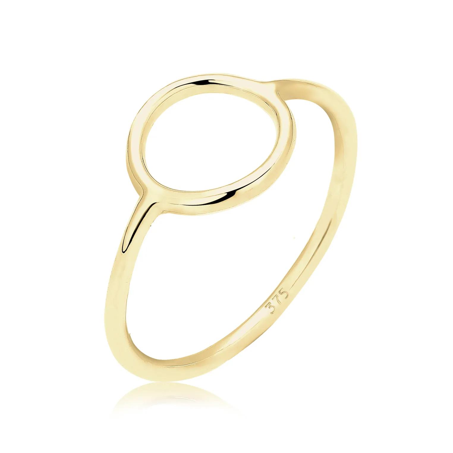 Elli Ringe - Ring Geo Trend Look Kreis Statement 375 Gelbgold - Gr. 52 MM - in Gold - für Damen