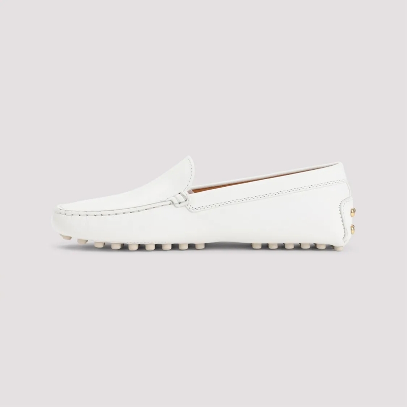 Tod's Ballerinas Moccasin-Style White Leather Loafers White