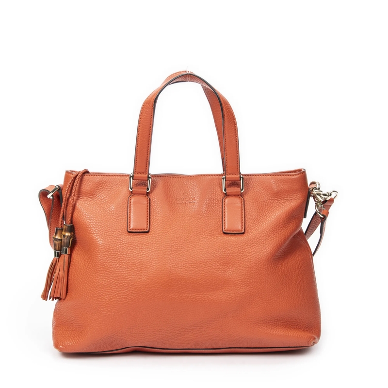 Gucci Crossbody Bag Convertible Bamboo Tassel Tote orange