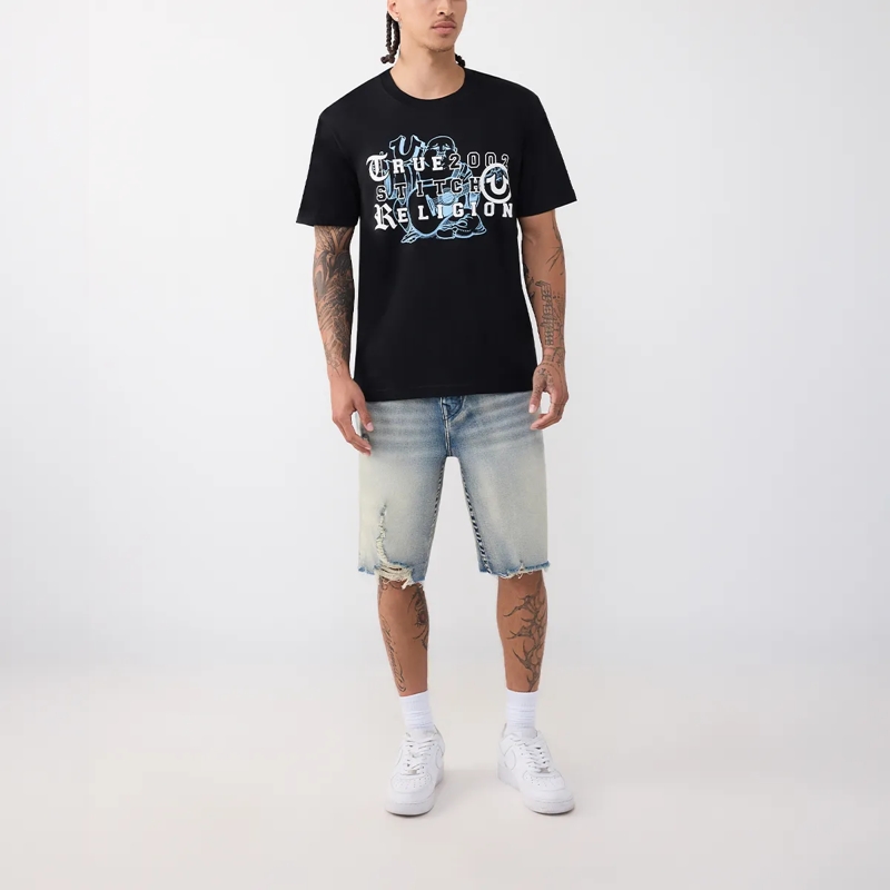 True Religion T-Shirt - T-Shirt- Übereinander angeordnete Logos auf Fro schwarz(Image 2)