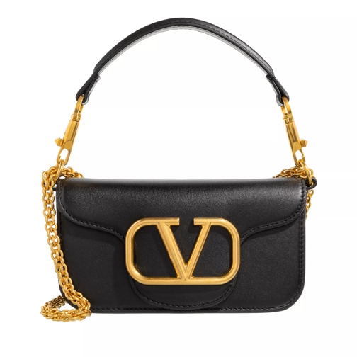 Valentino Garavani V Logo Small Shoulder Bag Leather Black Axelremsväska