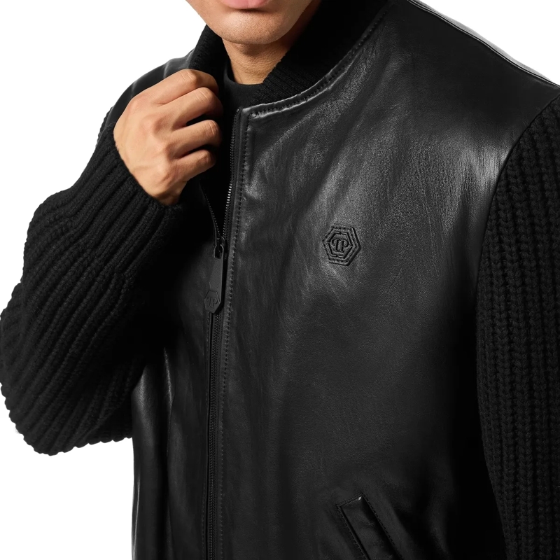 Philipp Plein Lederjacke Leather Bomber schwarz(Image 5)