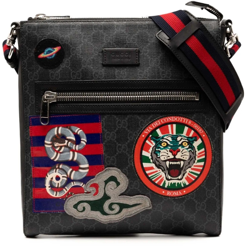 Gucci Sac à bandoulière Medium GG Supreme Night Courier Messenger Bag schwarz