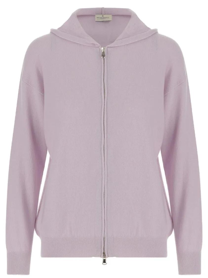 Thumbnail - BRUNO MANETTI - Cashmere Hoodie With Front Zipper And Ribbed Edges - Größe 42 - pink