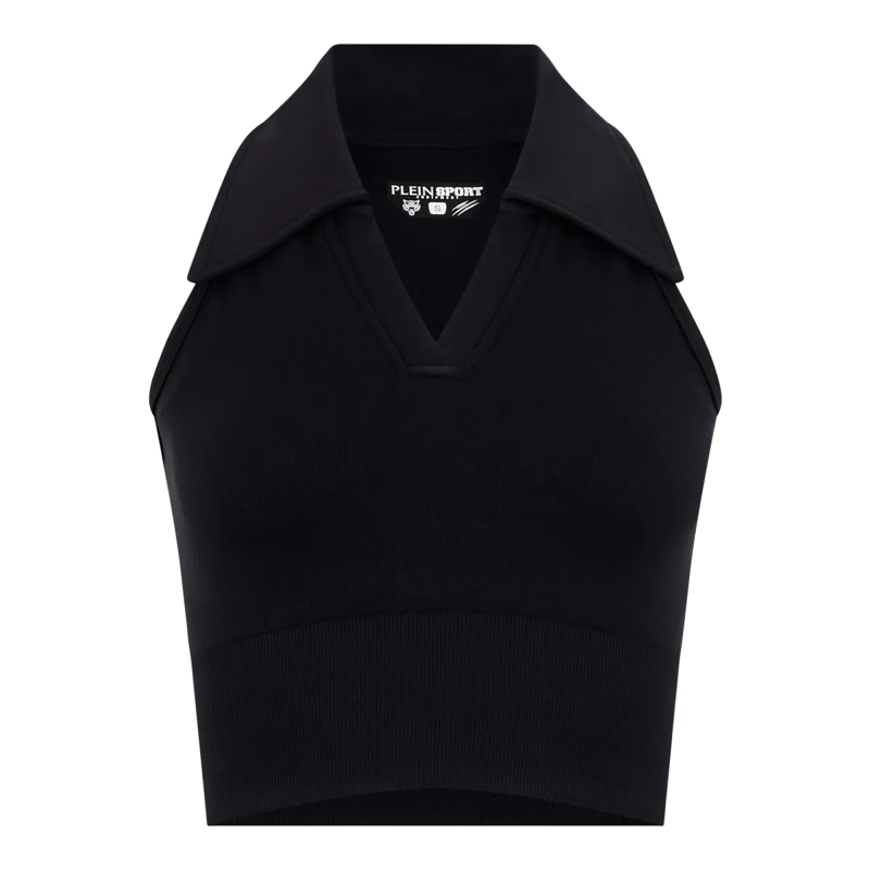 Plein Sport Top Polo Neck Cropped Top Ps schwarz