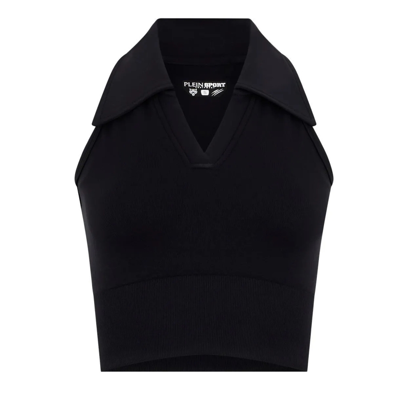 Plein Sport Poloshirt Polo Neck Cropped Top Ps schwarz
