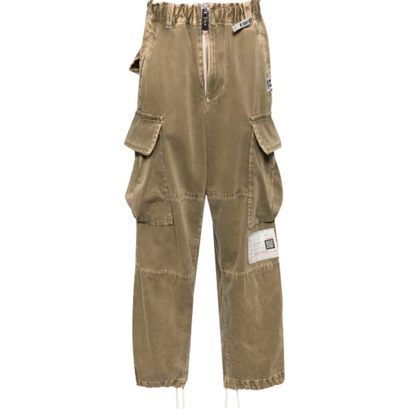Maison Mihara Yasuhiro  Loose Satin Big Stitch Cargo Trousers Khaki grün