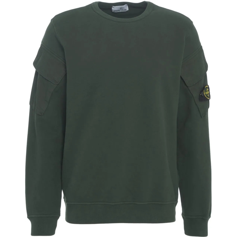 Stone Island T-Shirt Sweatshirt with sleeve pockets grün