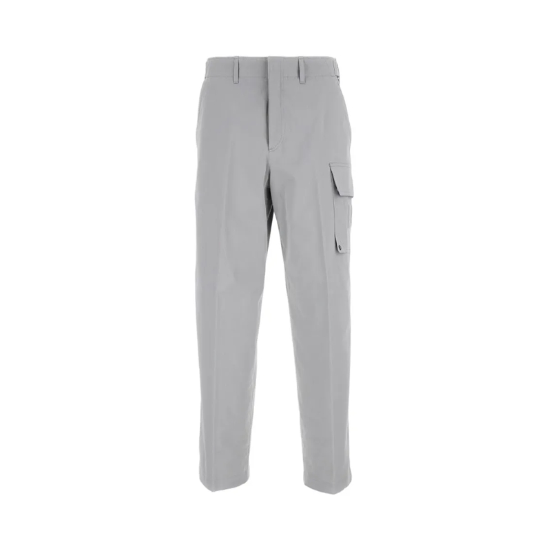 Fendi Anzugshose Straight-Fit Gabardine Trousers With 'Ff' Motif Grey