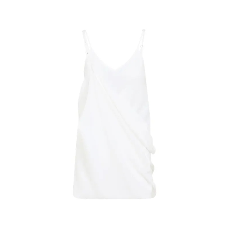 MM6 Maison Margiela Minikleid Draped Silk Evening Dress With Subtle V-Neckline White