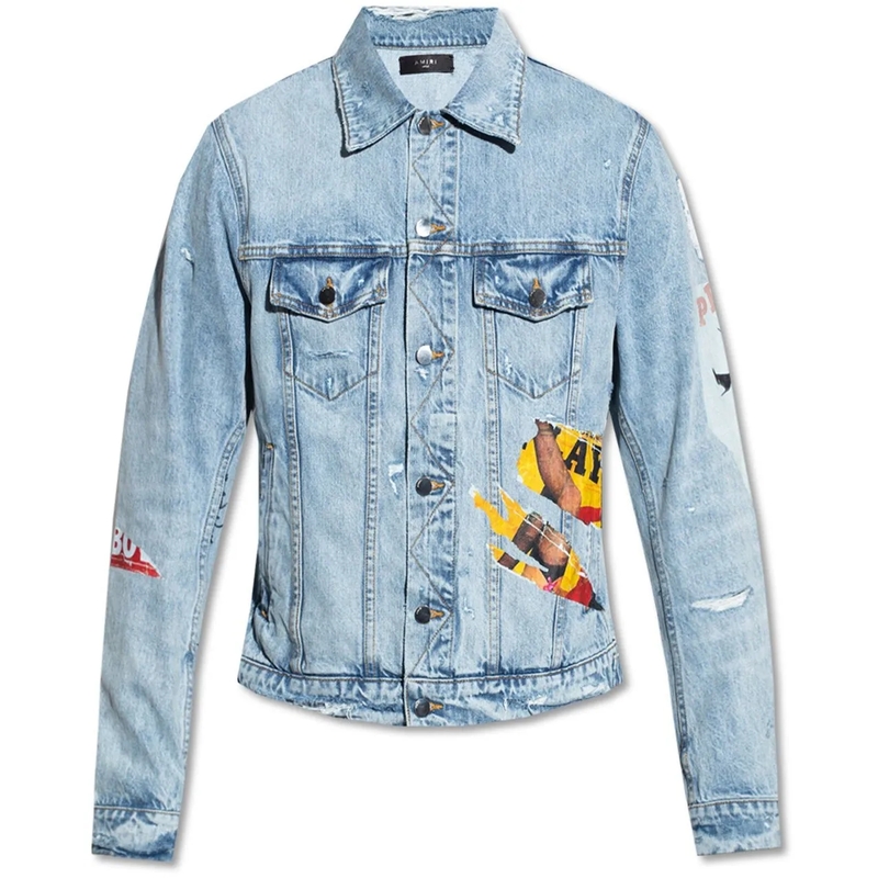 Amiri  Playboy Magazine Trucker Denim Jacket Blue