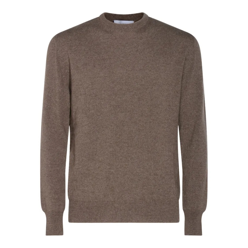 Lardini Pullover Fine Knit Brown Crew Neck Sweater Grey