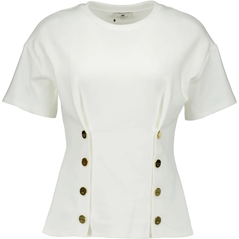 Elisabetta Franchi T-shirt Elisabetta Franchi Women's T-shirt T-shirts Ecru M weiß