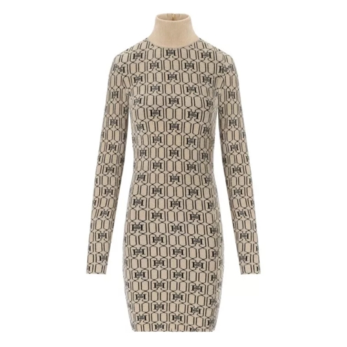 Elisabetta Franchi  Champagne Monogram Knitted Dress Neutrals