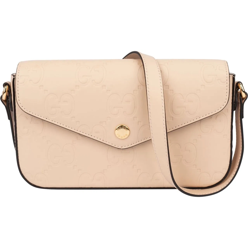 Gucci Fourre-tout Gucci Leather GG Monogram Twice Crossbody Bag beige