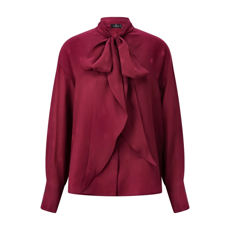 Etro Chemisier Hemdbluse mit Bindedetail Dunkelrot