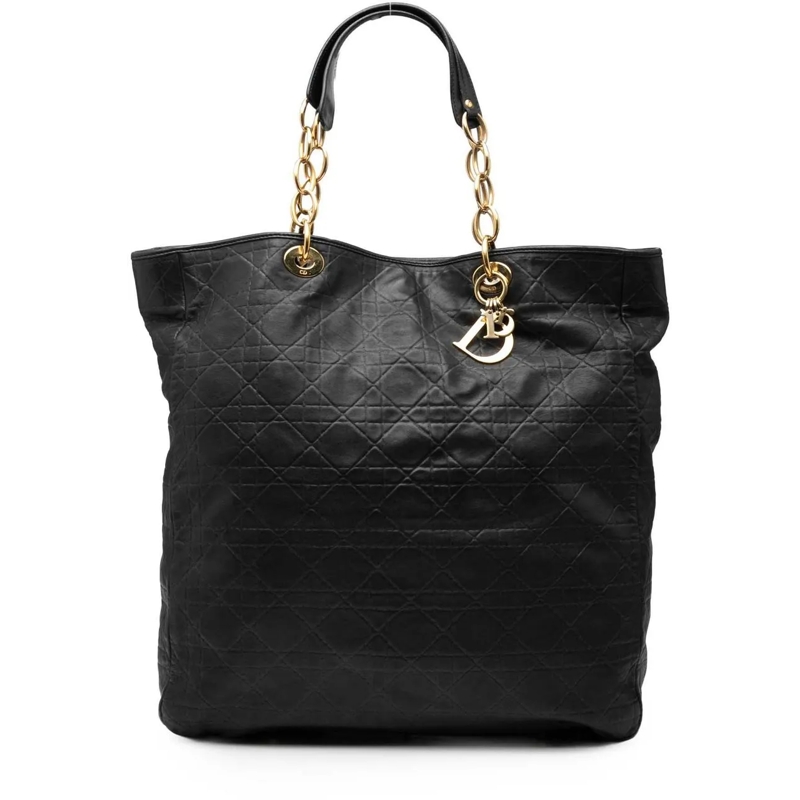 Christian Dior Shopper Large Lambskin Cannage Lady Dior Soft Shopping Tot schwarz