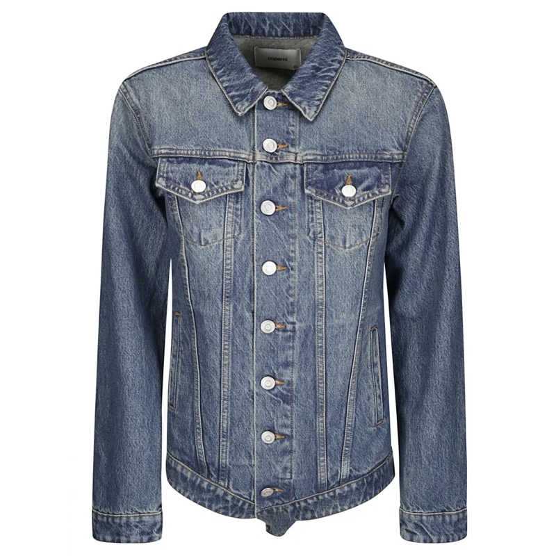 Coperni Spijkerjasje Denim Body Jacket With Pointed Collar Blue