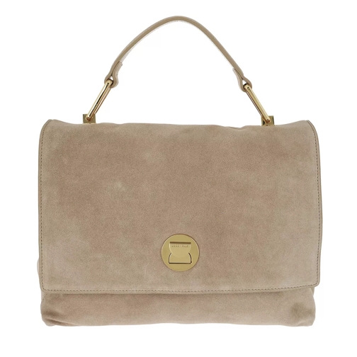Coccinelle Liya Suede Crossbody Bag Taupe Cartable