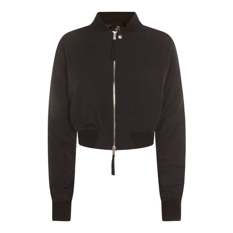 Thom Krom Overgangsjas Cropped Black Jacket With  And Ribbed Details Black
