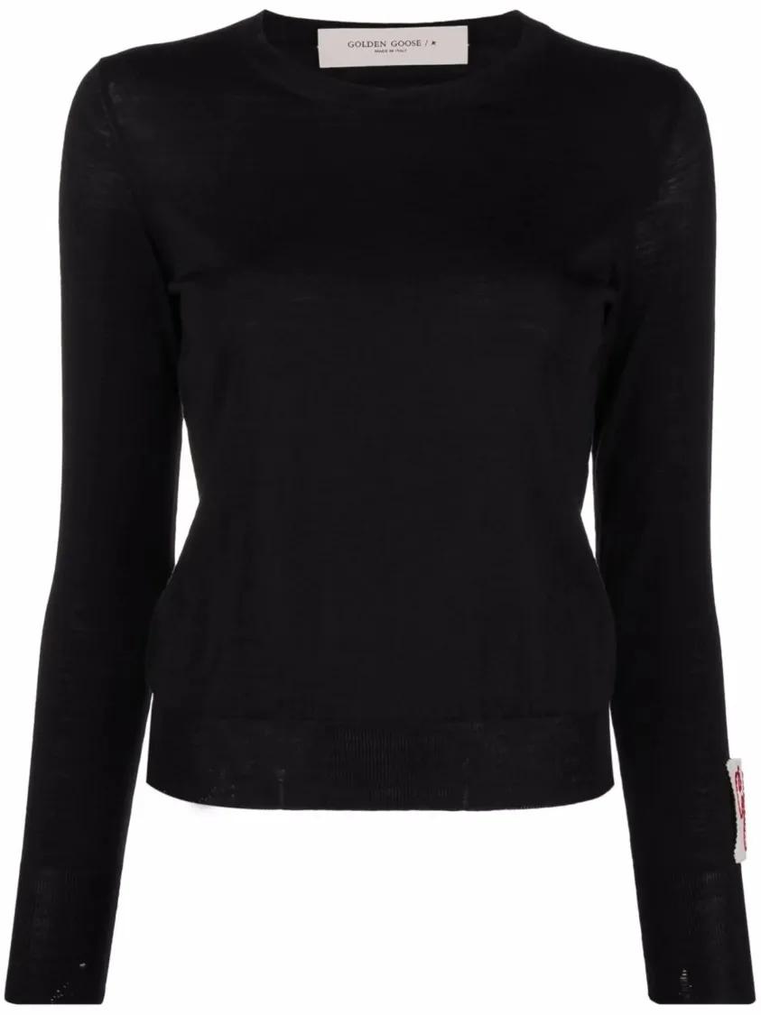 Golden Goose - Black Long Sleeve Sweater With Subtle Sheen - Größe M - schwarz