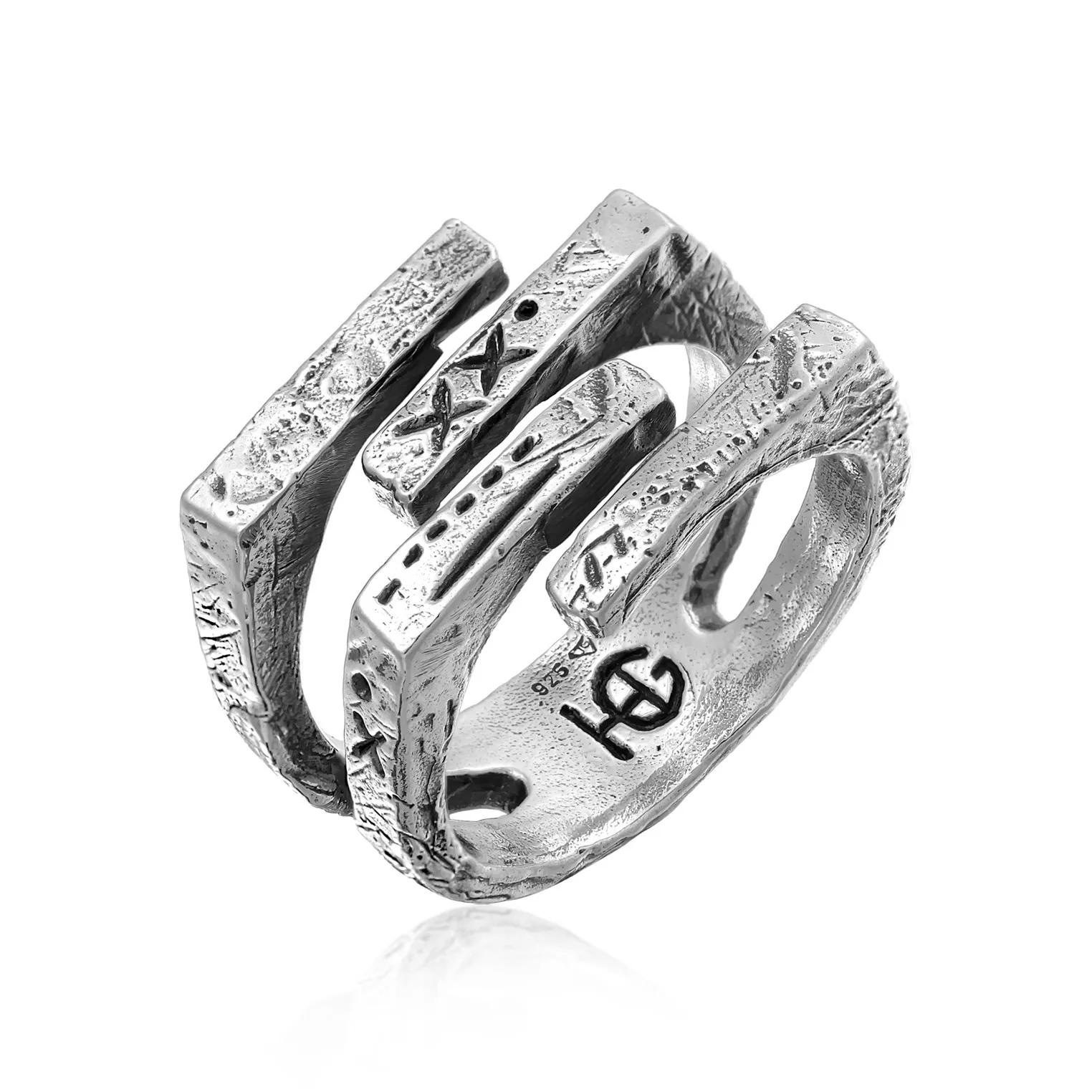 Haze & Glory Ringe - Ring Siegelring - Quadro 925 Silber - Gr. 64 MM - in Silber - für Damen